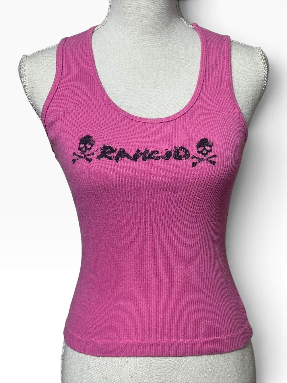 RANCID Women’s Pink Ribbed Graphic Tank Top